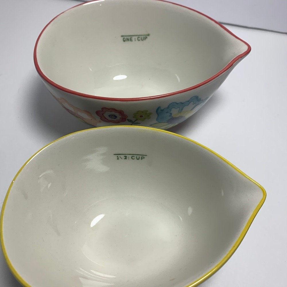 Floral Ceramic Measuring Cups Set of 4 Hand Painted Discontinued Pier 1 Imports - Picture 11 of 12